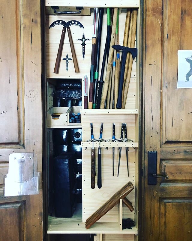 Every Ninja needs a weapons closet! 
#saitobloodlineninjitsu #martialartstraining #martialartsweapons #ninjitsu