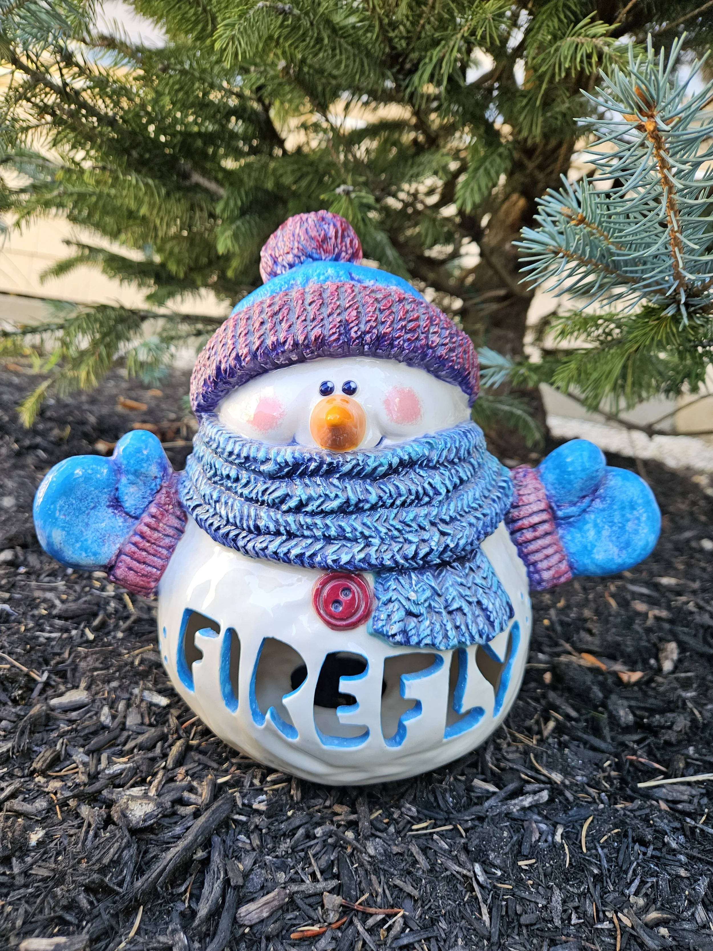 Personalized & Painted Snowman Lantern