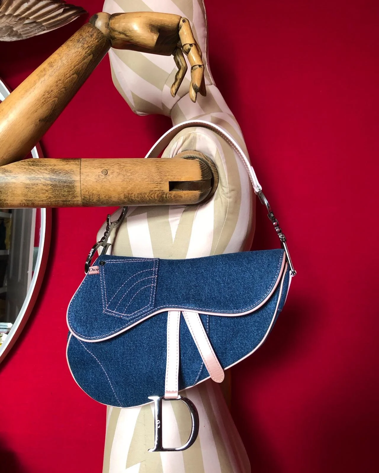 dior denim saddle bag