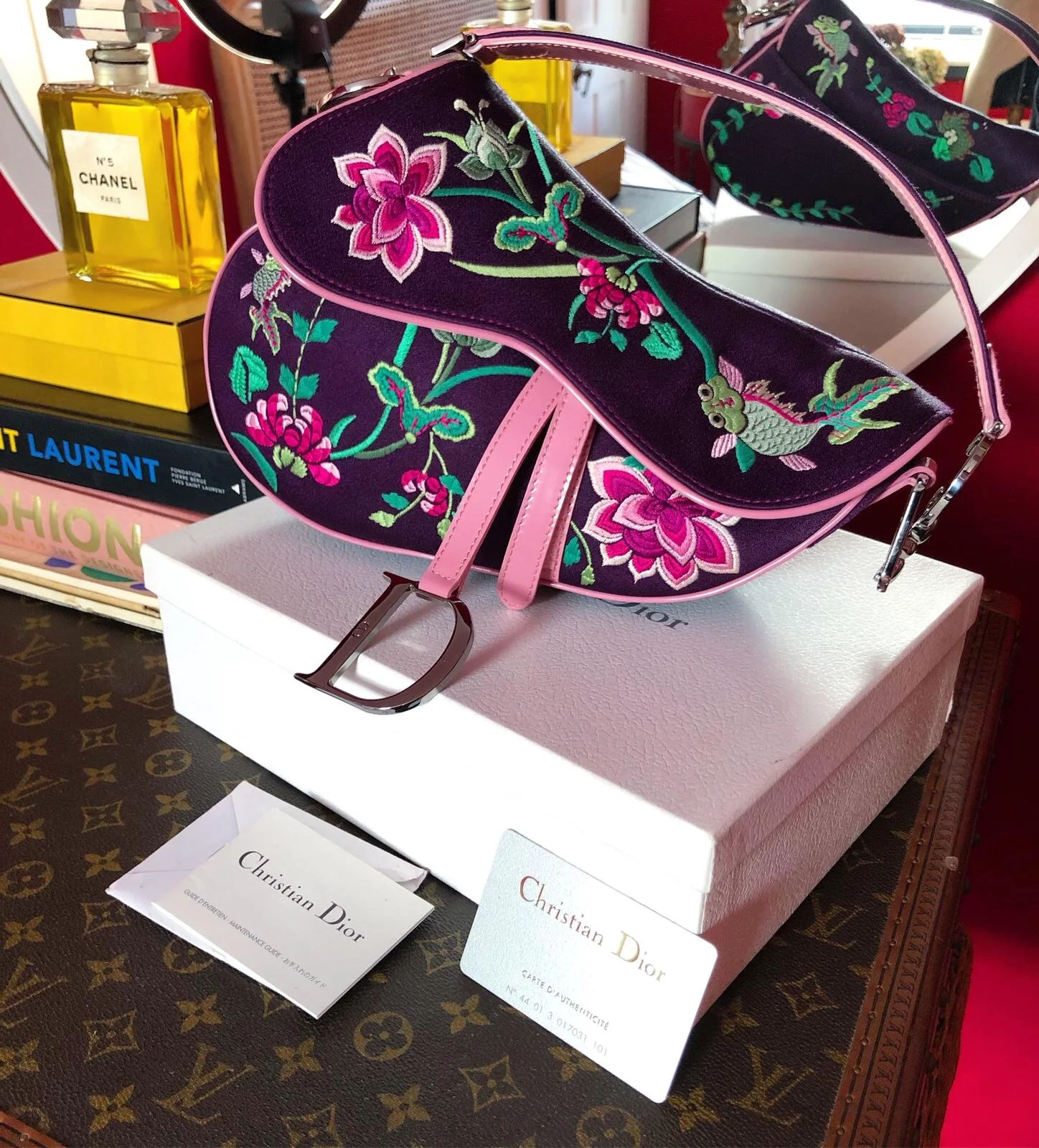 dior floral saddle bag
