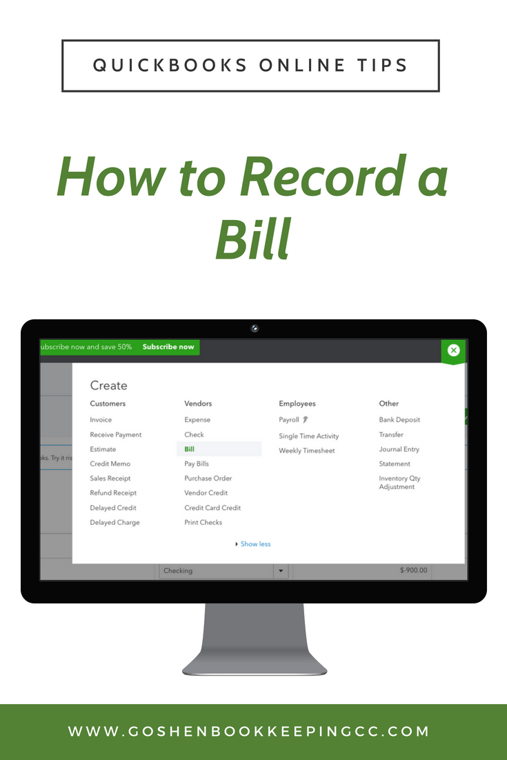 How to Record a Bill in QuickBooks Online