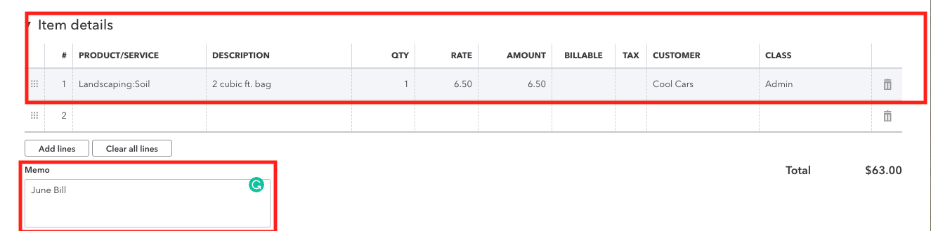 QuickBooks Online Bill Item Details.png