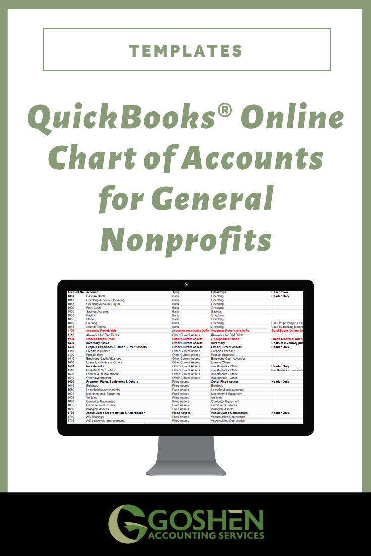 QuickBooks® Online Chart of Accounts for General Nonprofits