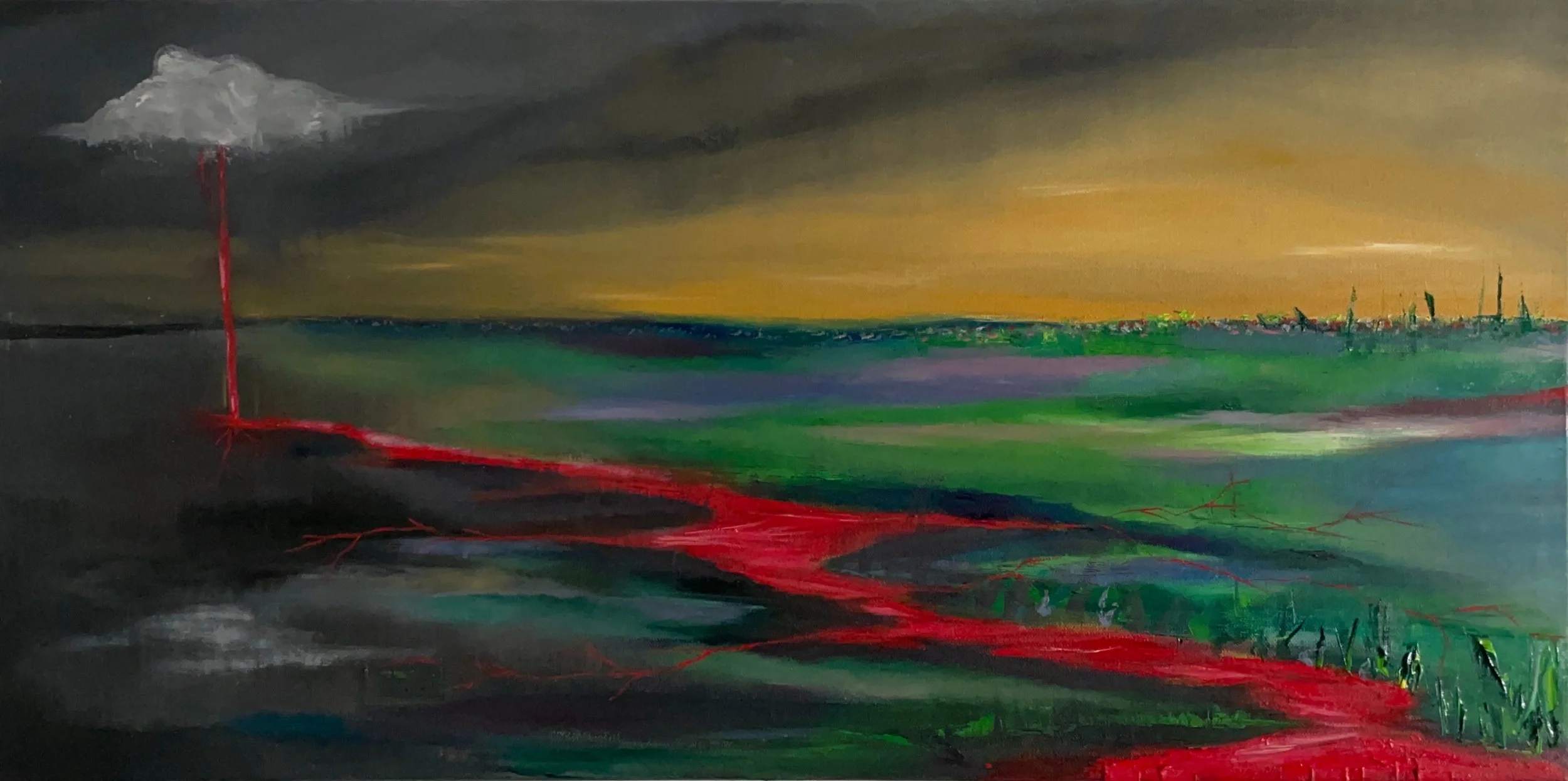 Blood raining into rivers and soaking into the Earth.
