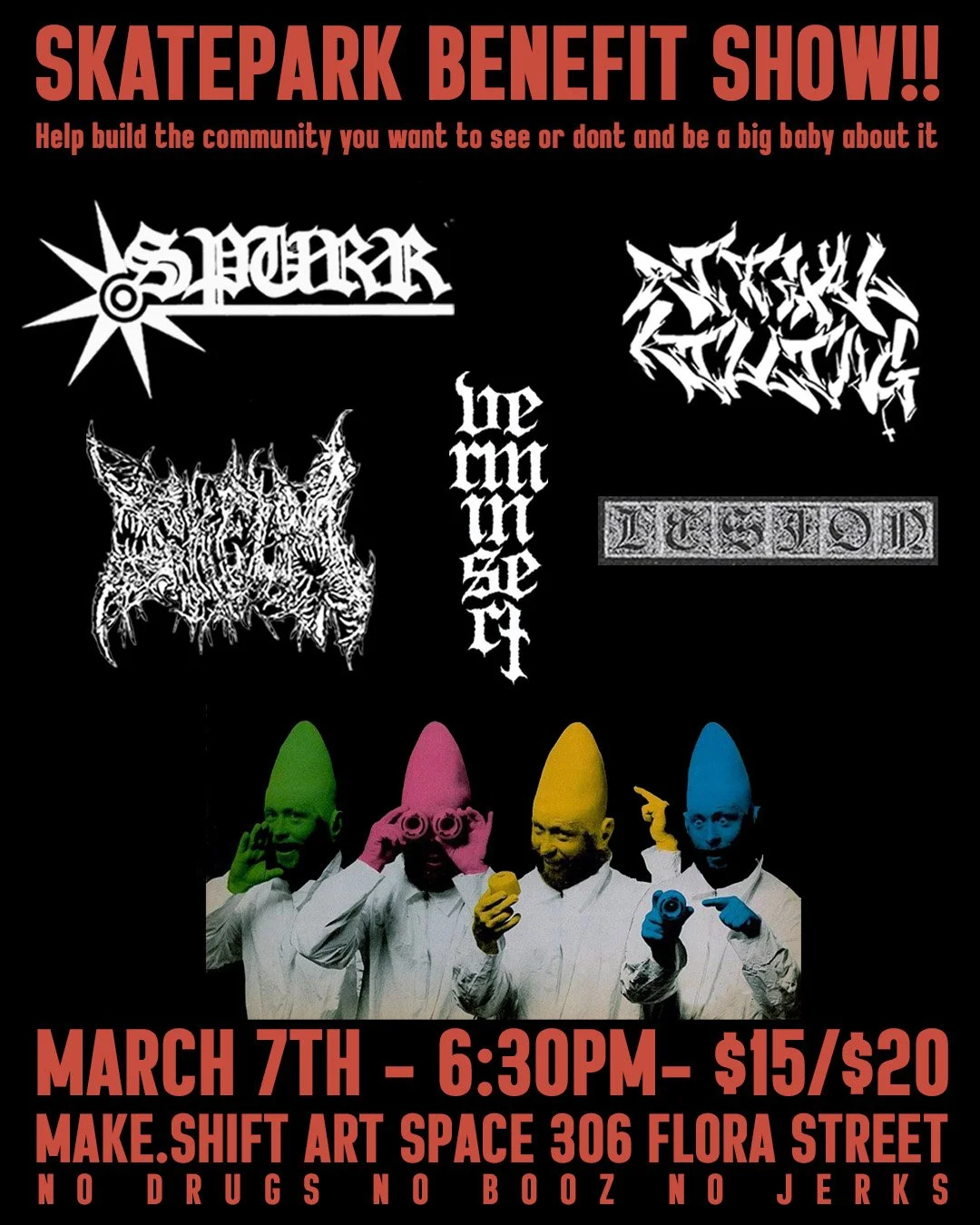 SK8 PARK BENEFIT! SPURR-LESION-SKELM-RITUAL KILLINGS- VERMINSECT