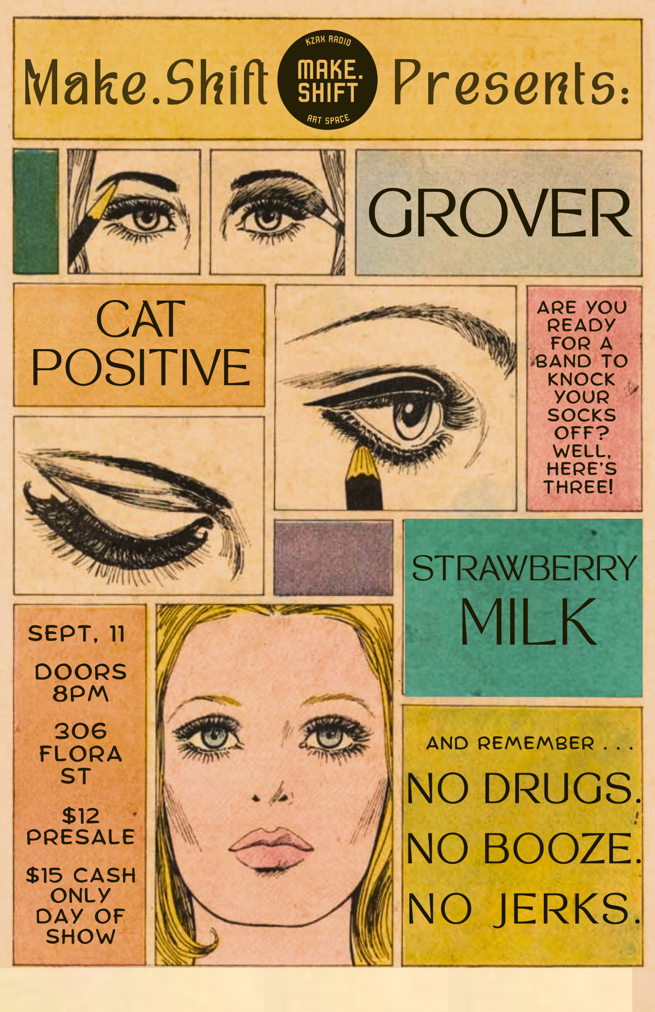 GROVER // CAT POSITIVE (tour kick-off) // STRAWBERRY MILK