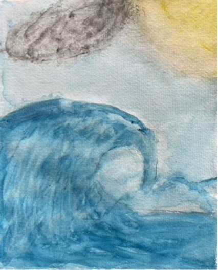 Large waves cresting on sunny day.