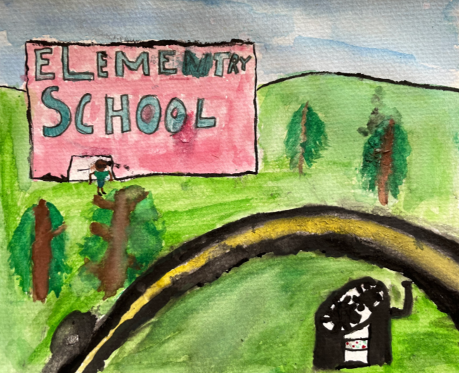 Child on their way to elementary school.