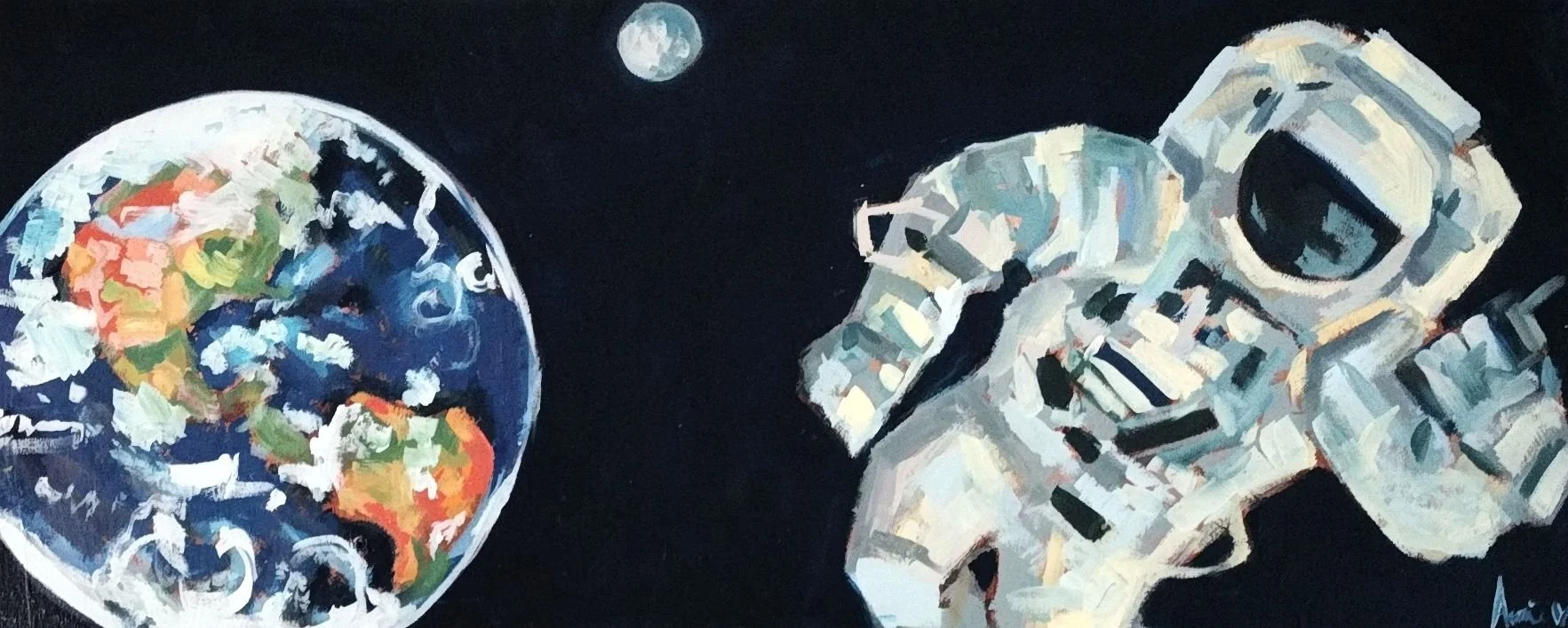 Astronaut floating away from Earth.