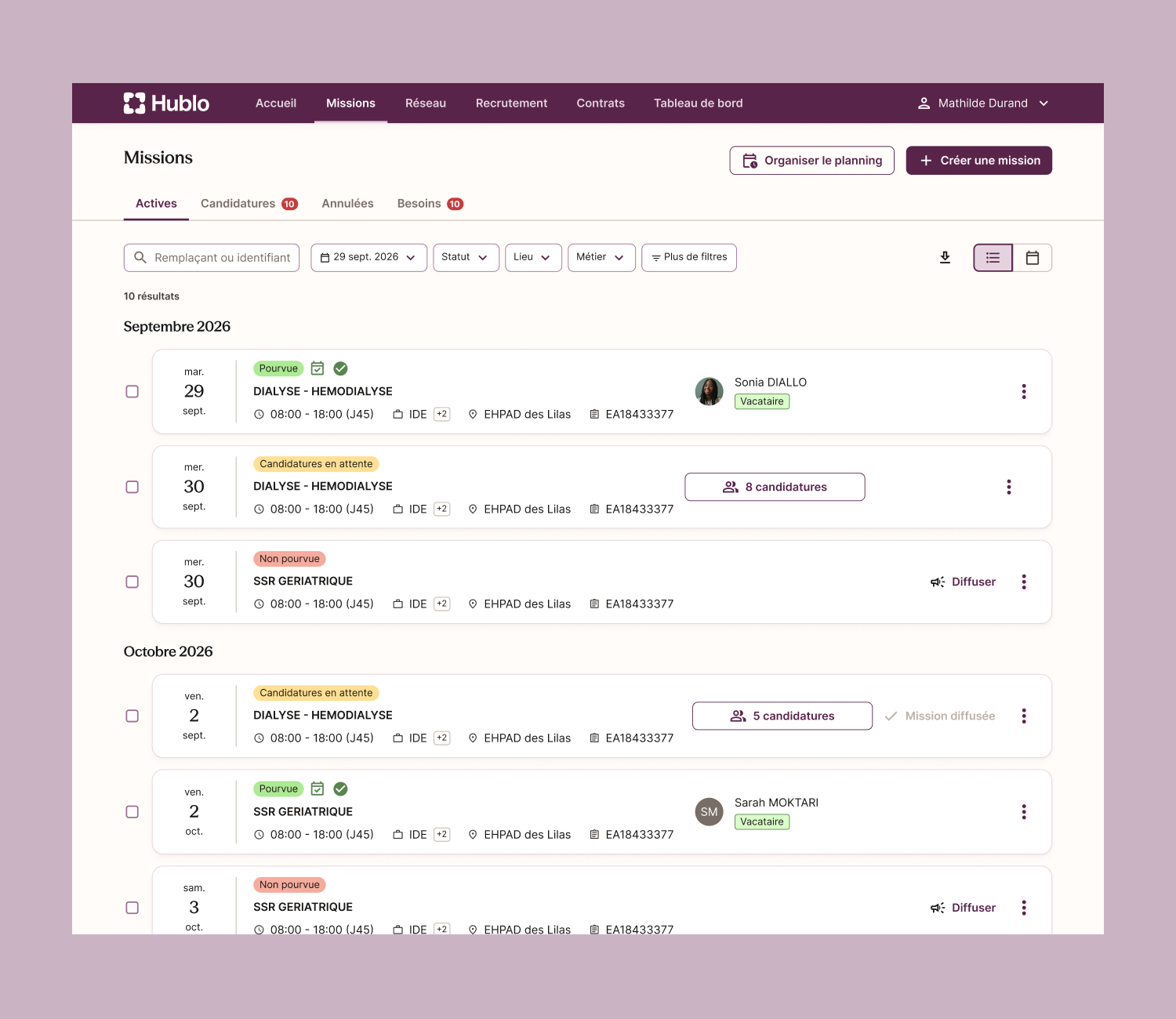 Screen of list page after the redesign