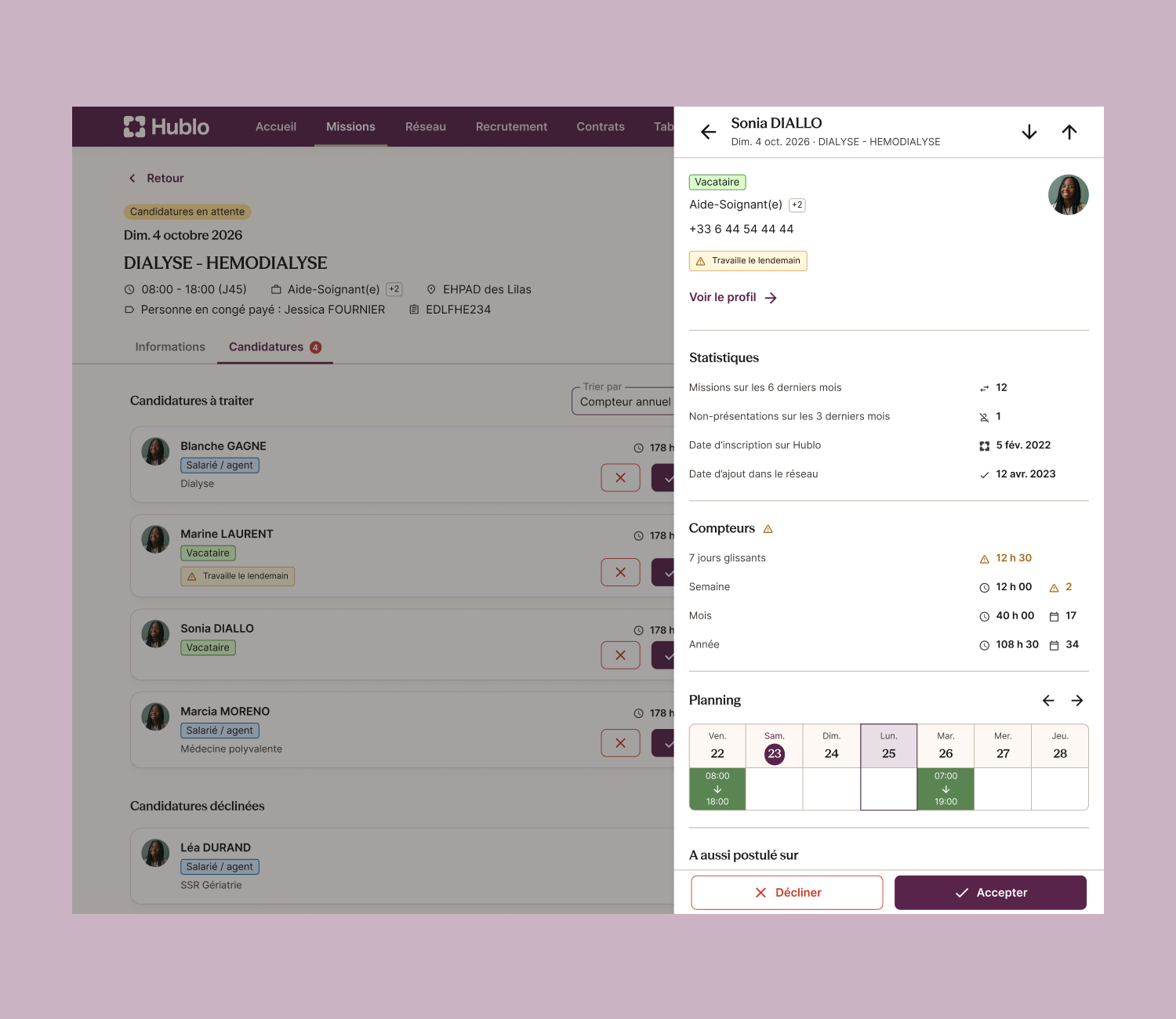 Screen of applicant selection after redesign