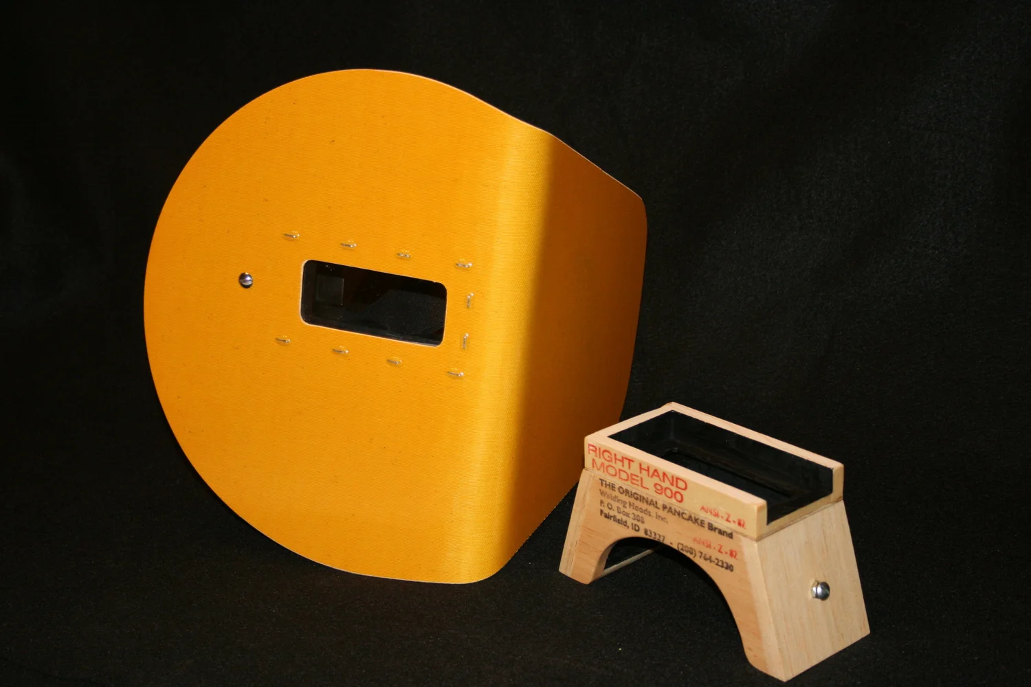 Wendy's Pancake Welding Hood – Right-Handed, Red, Lightweight Balsa Wood With Adjustable Elastic Strap, USA Made