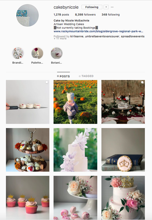 Cake by Nicole’s Instagram feed BEFORE a Brand Story Strategy Session.