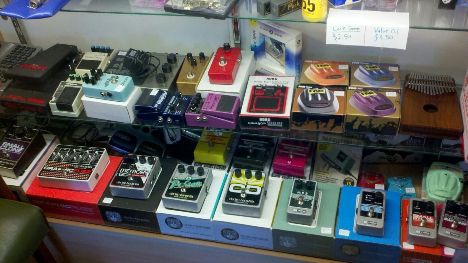 Selection of new and vintage effect pedals available in-store