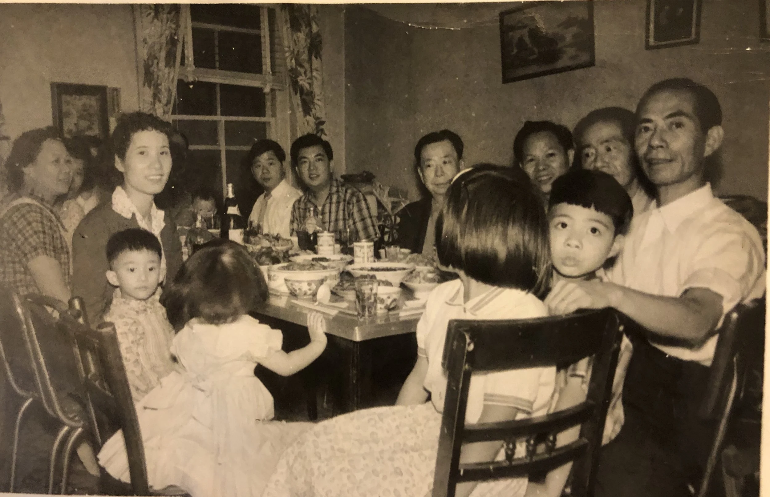 The Yee Family having a celebration dinner at their home on Hudson Street.