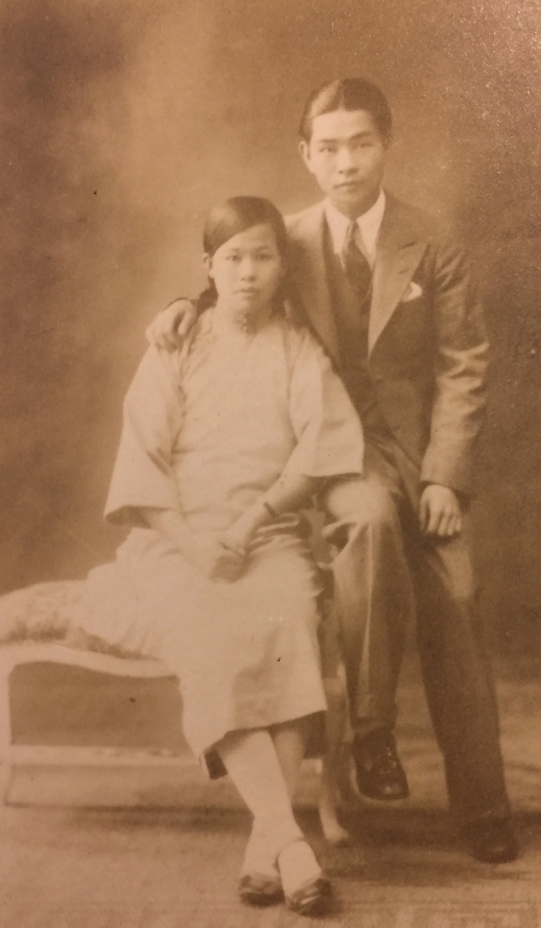 Cynthia’s parents, May Soon Gee and Walter Yee, Guangzhou, China, c.1930. They snuck out in the city to take this photo without telling his mother. (photo courtesy of Cynthia Yee)