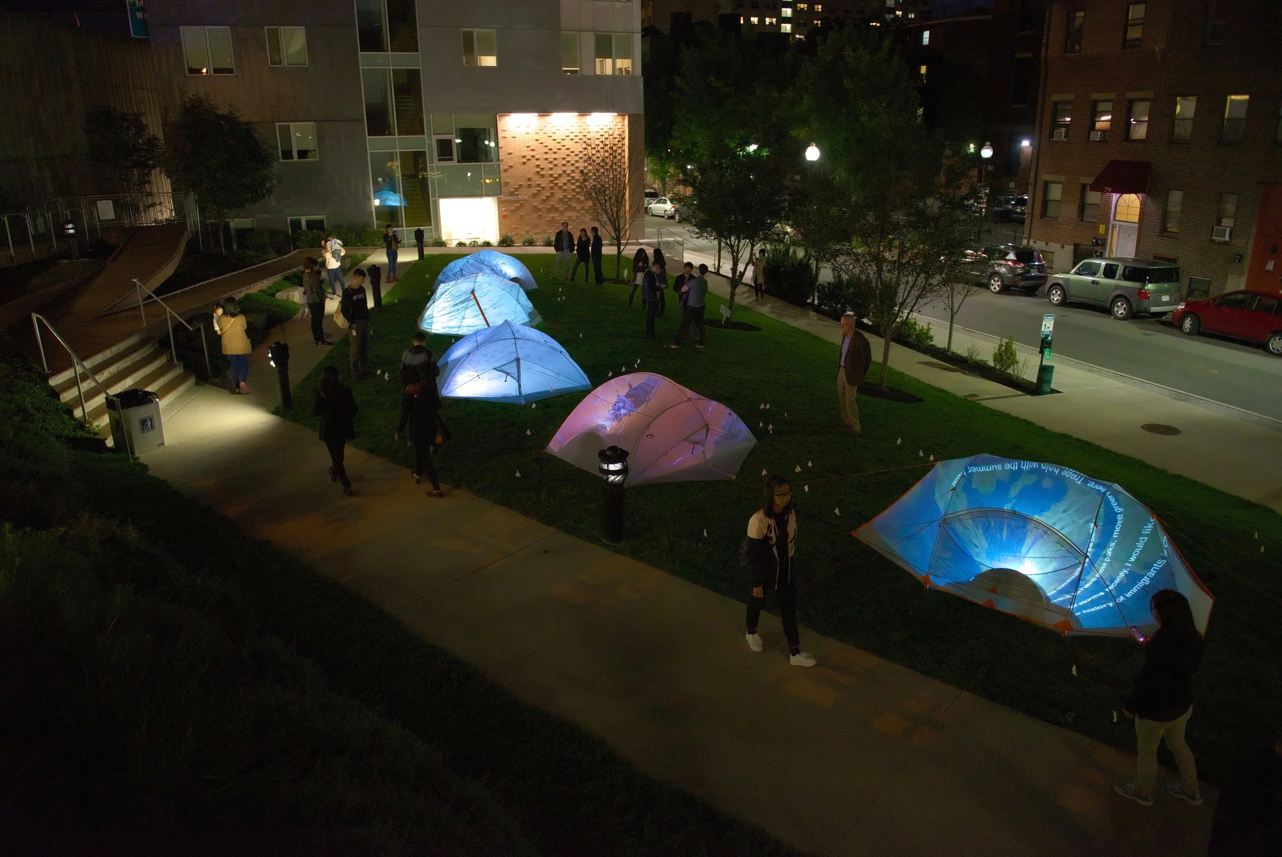 Yu-Wen Wu’s WITH/OUT WATER outdoor art installation glowed on Chinatown’s Hudson Street this past Saturday.Photo by A-VOYCE youth, Lee-Daniel.