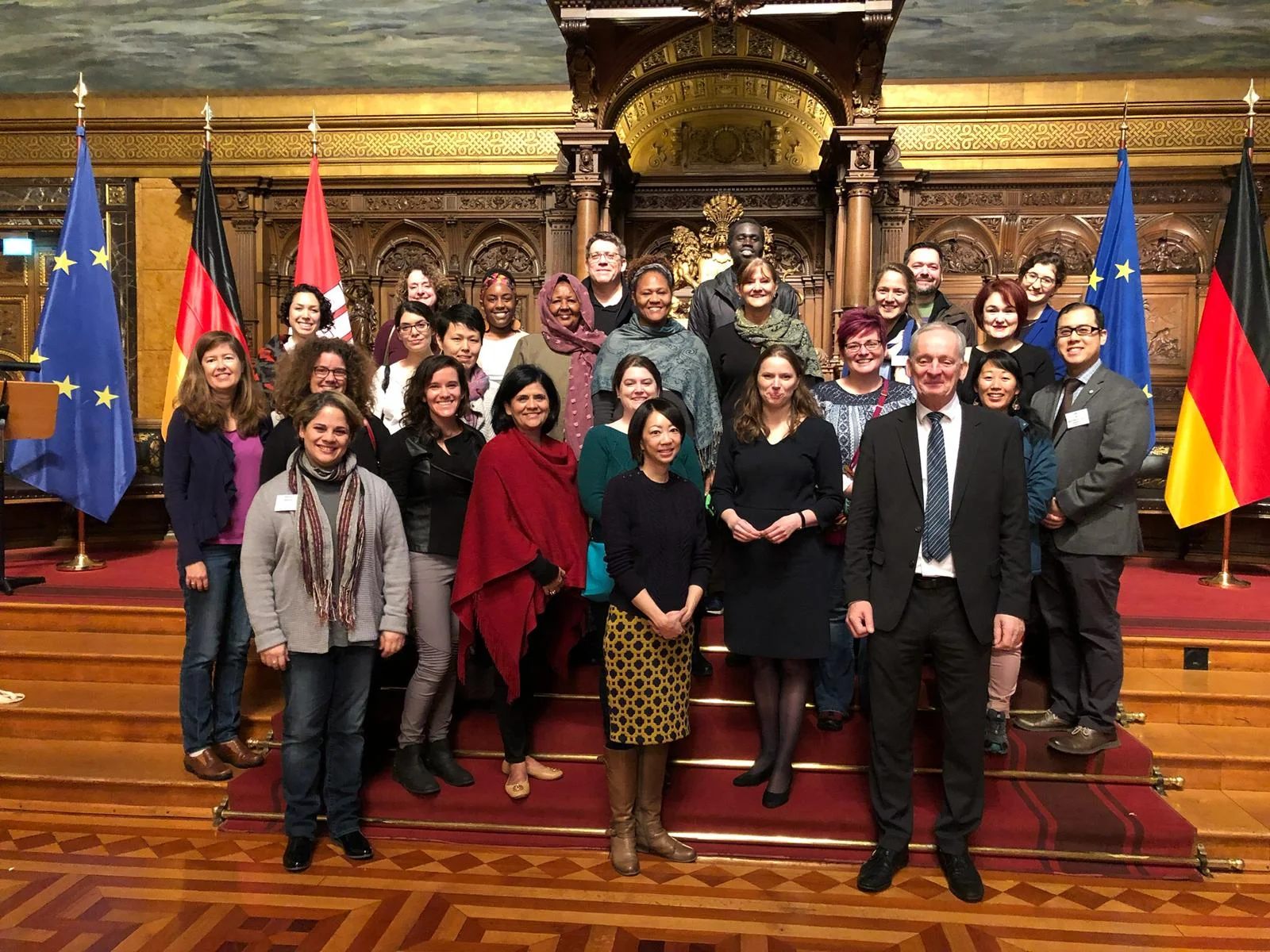The 2018 WCTE U.S. delegation in Hamburg City Hall