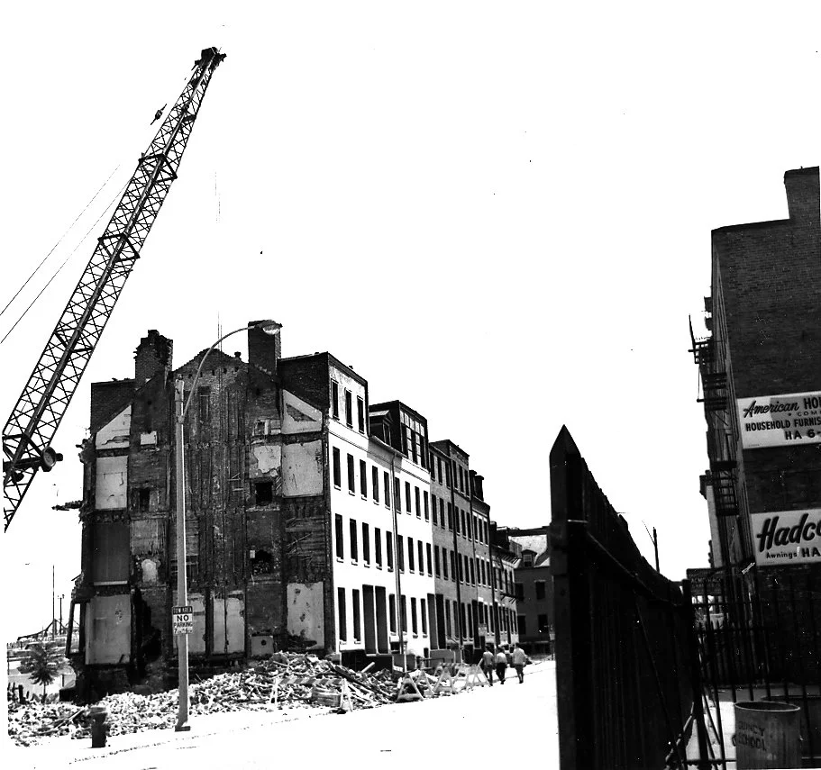The demolition of East side Hudson street during the construction of the 50s from Chinatown Atlas