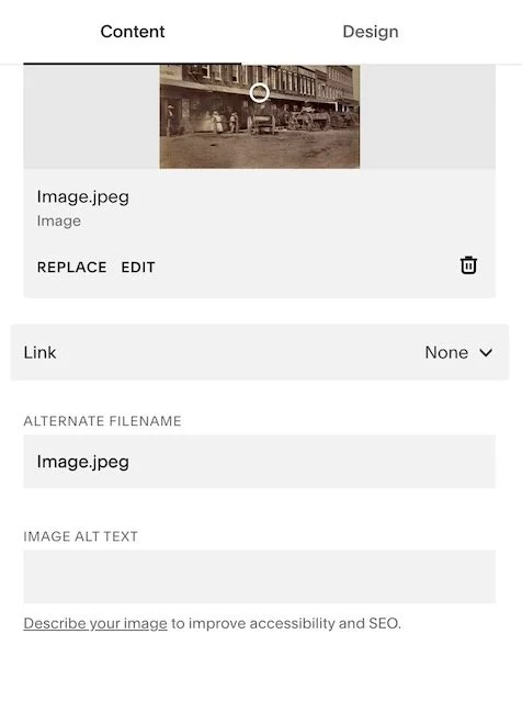 Screenshot of Squarespace Image Block GUI