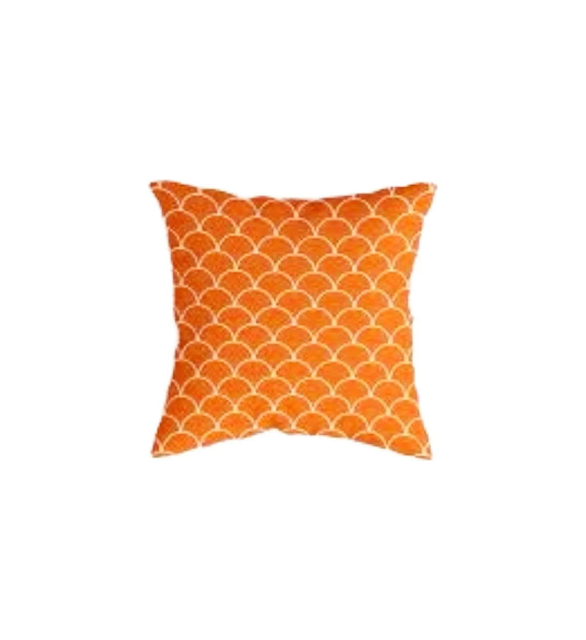 Orange and White Scallop Pillow