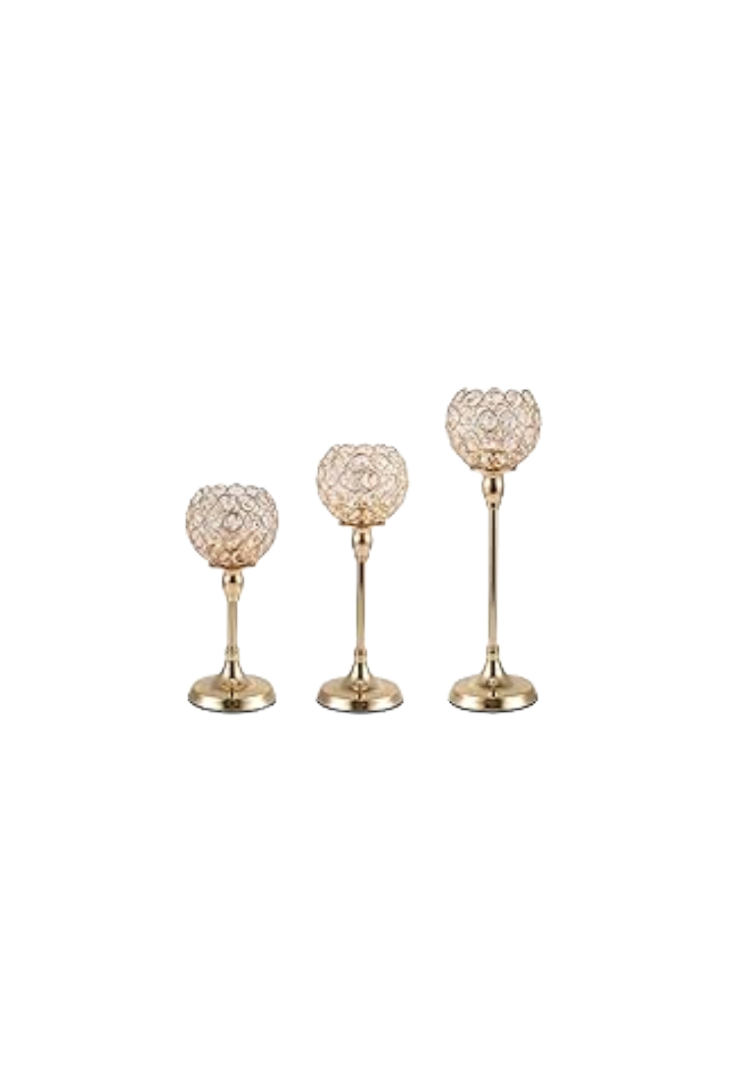 Crystal and Gold Ball Votive Candle Holders Set of Three