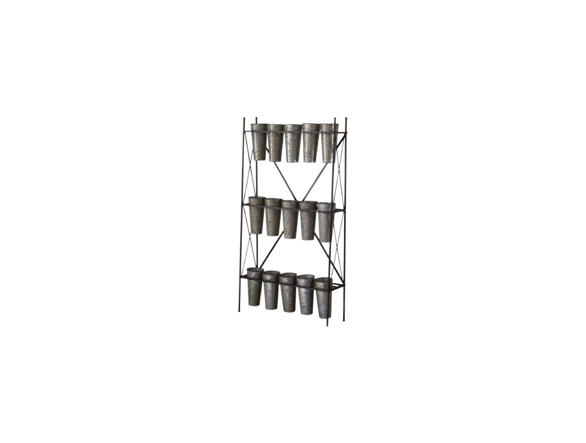 Floral Stand with 15 Galvanized Buckets
