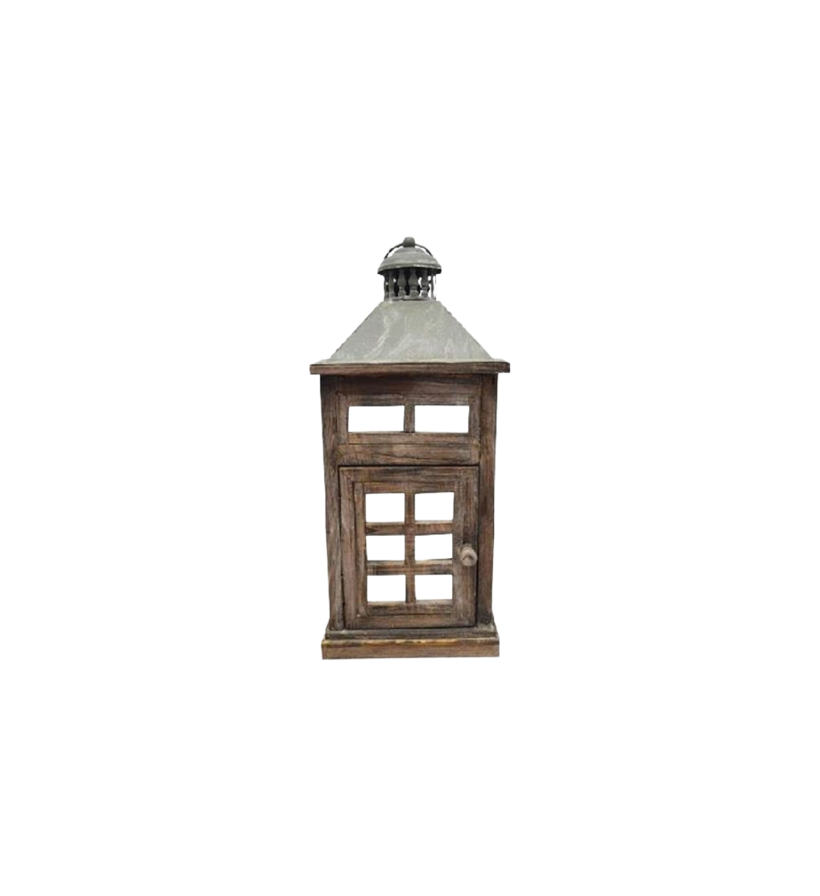 Window Pane Dark Wood Lantern