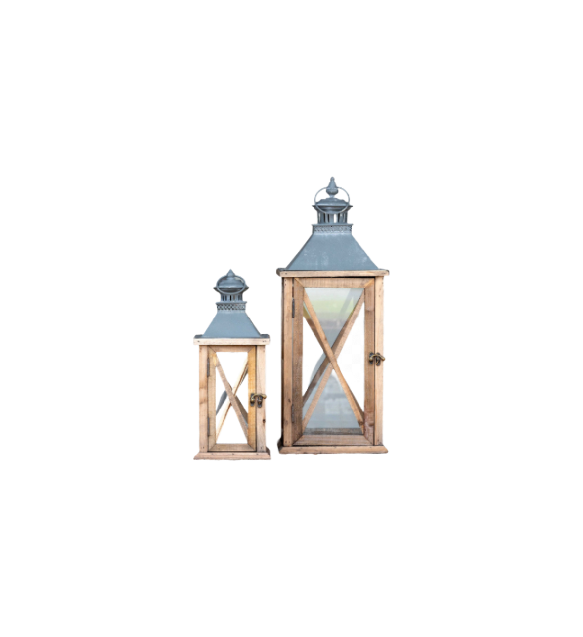 Cross Window Light Wood Lantern