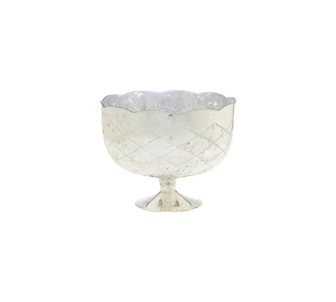 Silver Geometric Mercury Glass Compote