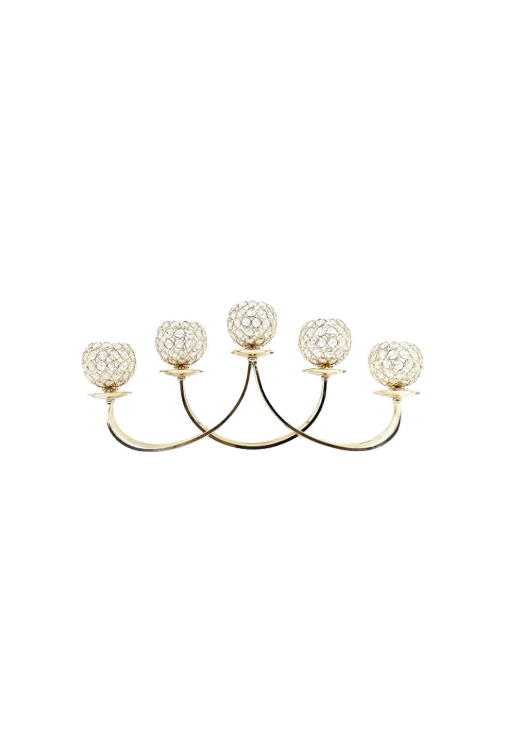 Five Arm Crystal and Gold Cascade with Crystal Dangles