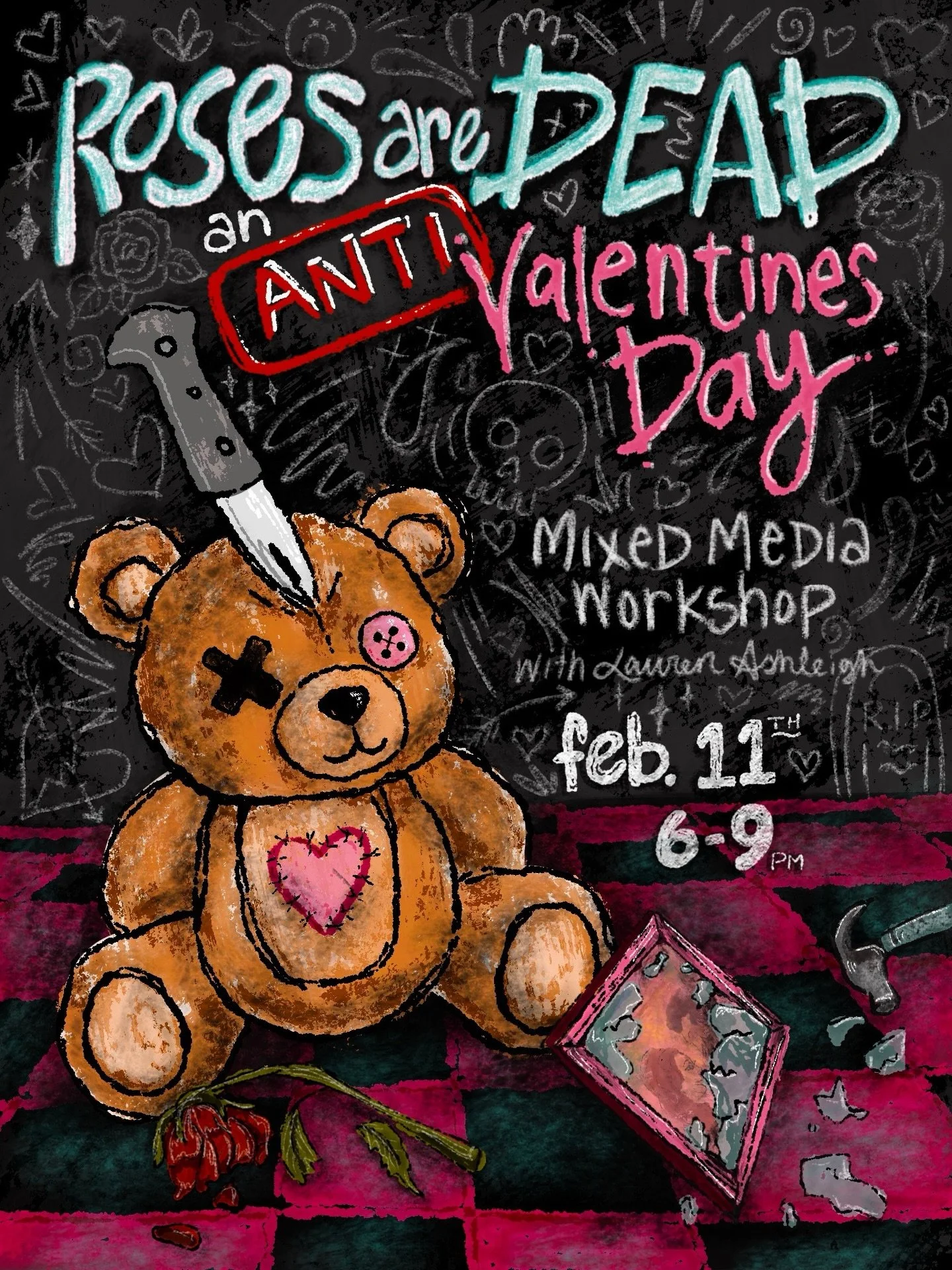 ☠️ ROSES ARE DEAD: A Cathartic Mixed Media Workshop ✨💔

Calling all humans with some angst to release🚨
If Valentine&rsquo;s Day makes you feel anything other than r̶O̶m̶A̶n̶T̶i̶C̶ ̶b̶L̶i̶S̶s̶, well don&rsquo;t I have the class for you. 

This works