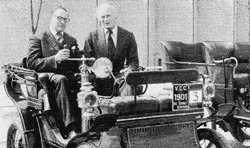 Ossie Bennett with Lord Mantague, in the oldest surviving registered car in Ireland