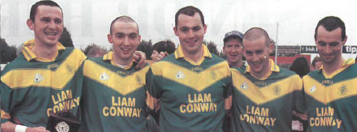 The Dunnes from Toomevara celebrate the County Final win, from left: Ken (with man of the match award), Benny, Terry, Barry and Tommy.