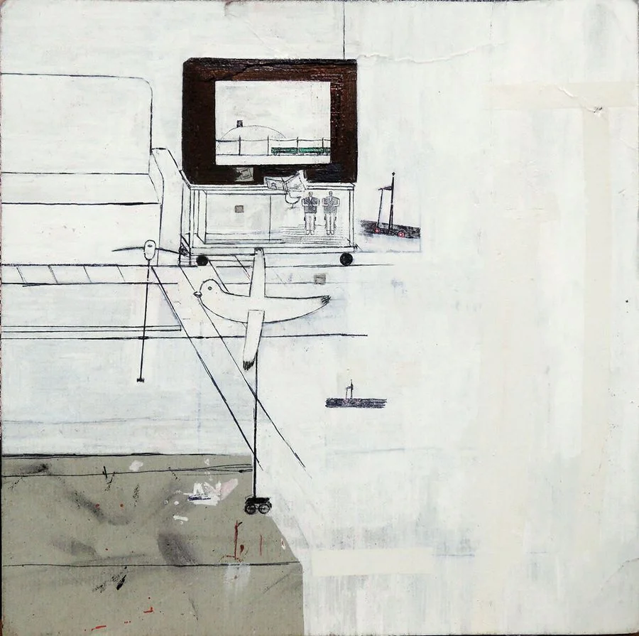 冈部亮佑，起居室，2017，纸上圆珠笔和广告色，15×15 ㎝.jpg