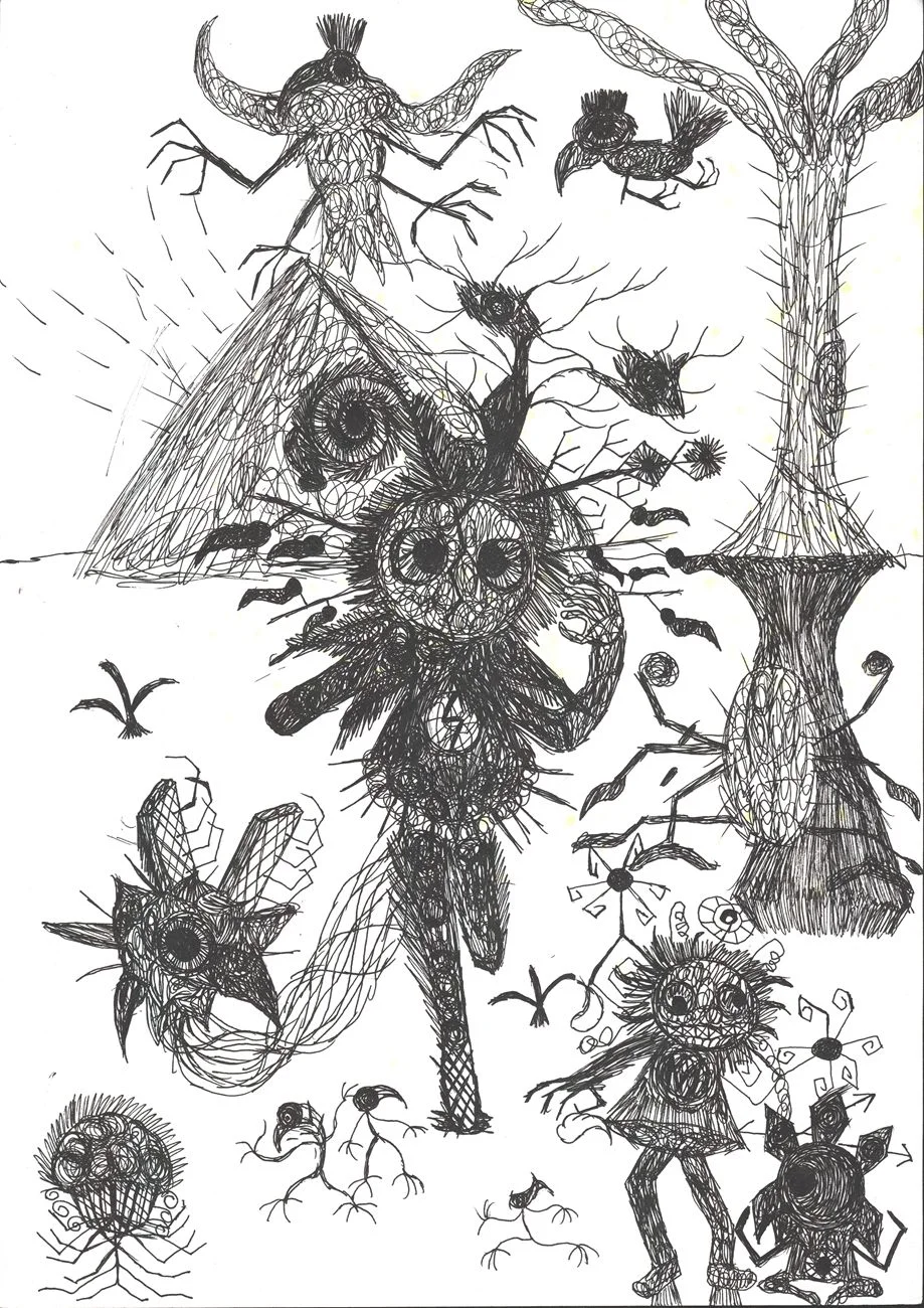 小燕子(智力障碍)，无题(金字塔来客)，2013，纸上马克笔，21×29.5cm.jpg