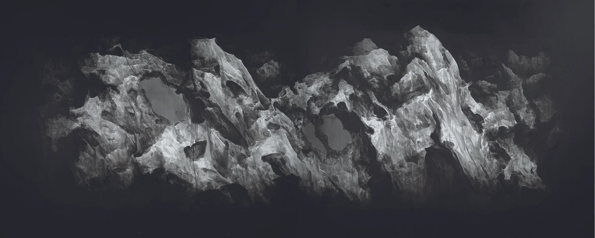 山石系列9号 2012 布面油画 200cm x 500cm Garden Rock Series No.9_2012 oil on canvas 200cm x 250cm x 2.jpg