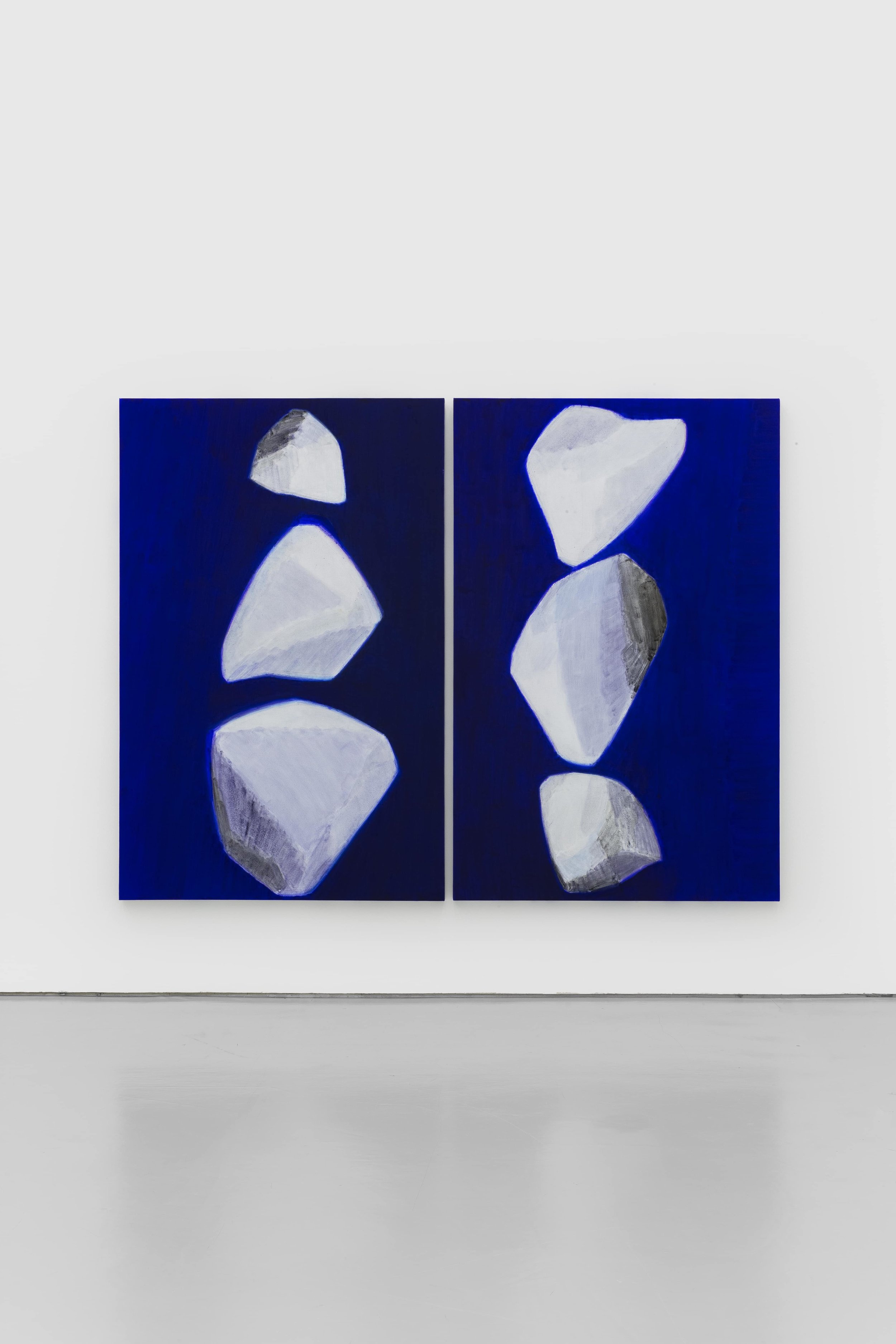 石至莹 Shi Zhiying | 白石 No.3 & No.2 White Stones No.3 & No.2 | 布面油画 Oil on Canvas | 200 x 130 cm x 2 | 2017 - Courtesy the artist and WHITE SPACE BEIJING.JPG