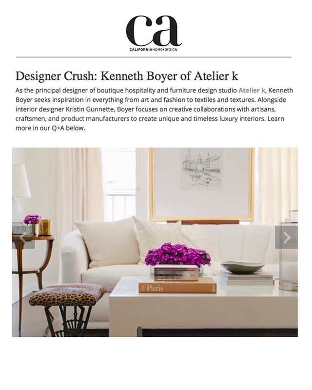 Head on over to @cahomeanddesign today to read all about our Principal Designer, Kenneth Boyer's start in design, his inspiration, upcoming projects, and more! We are so thrilled to be included in 'Designer Crush'! Thank you! .
.
.
.
#designercrush #