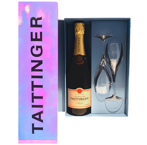 Taittinger Champagne NV Brut Gift Pack with 2 Glasses