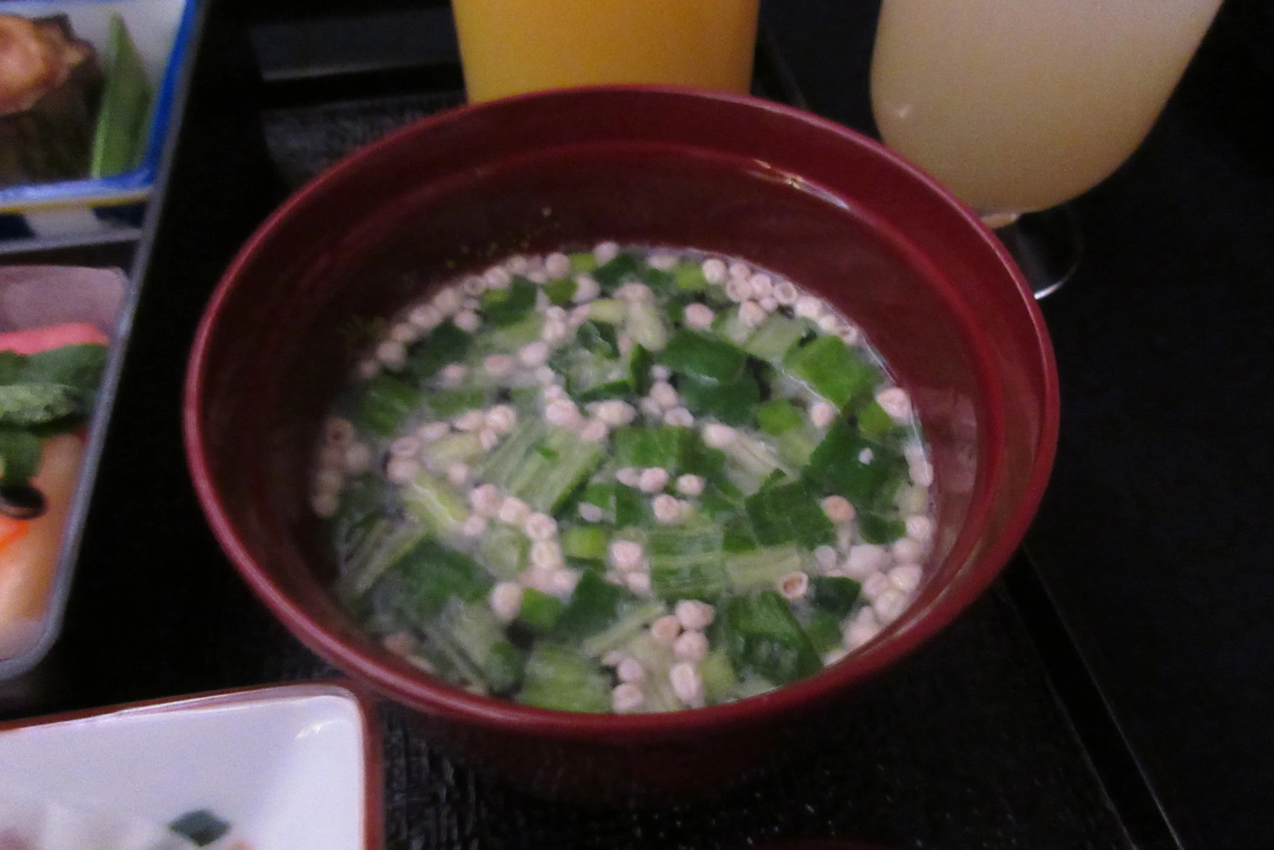 Japan Airlines business class – Miso soup