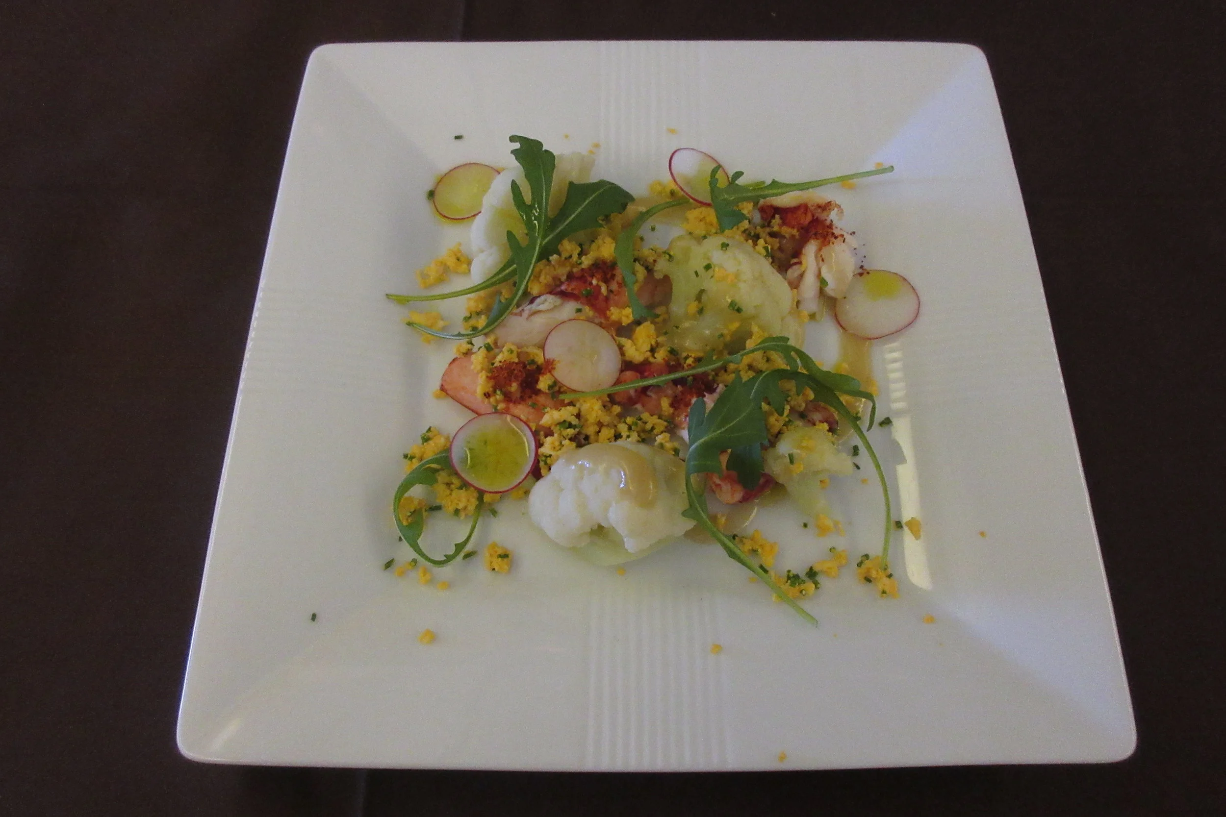 Japan Airlines First Class – Blue lobster and cauliflower salad