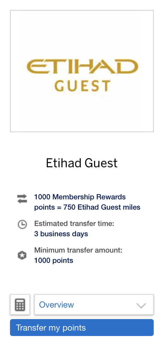 Etihad Guest Award Chart
