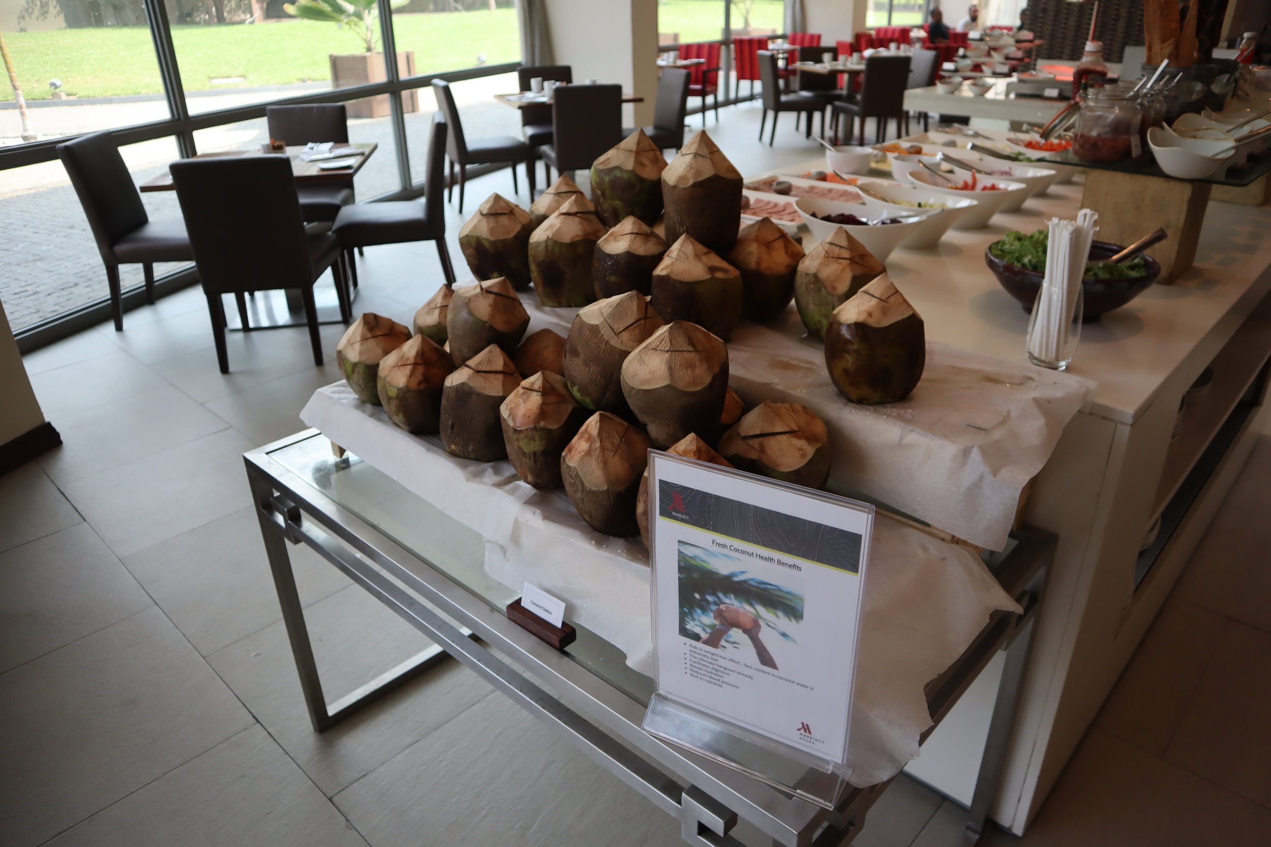Marriott Accra – Fresh coconuts for breakfast