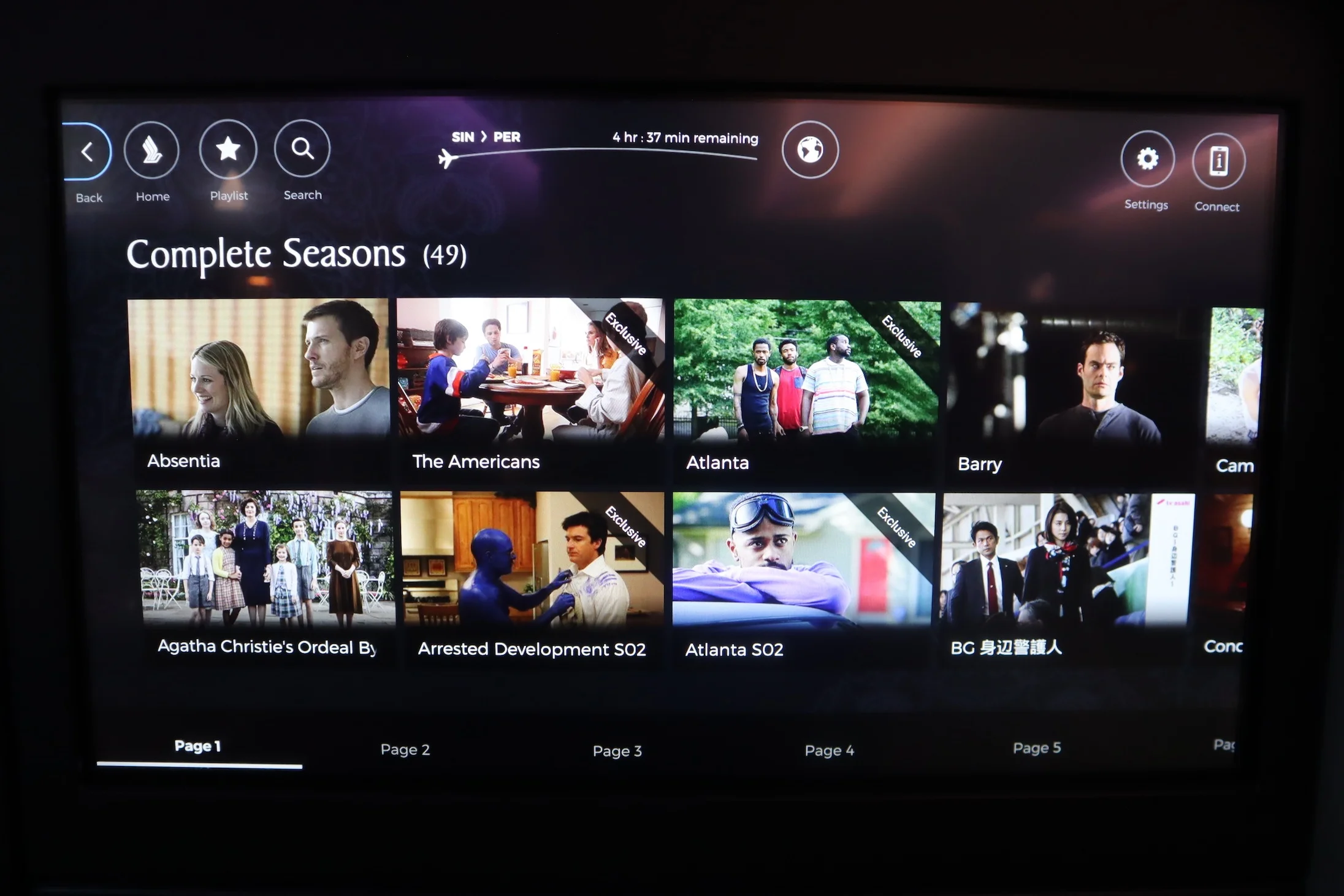 Singapore Airlines 787-10 business class – TV selection