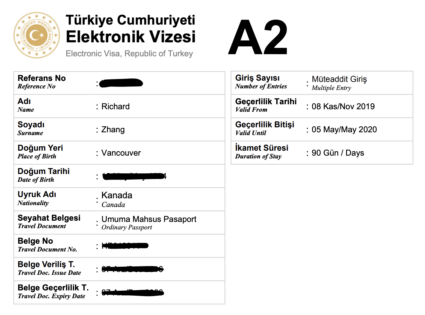 e travel visa turkey
