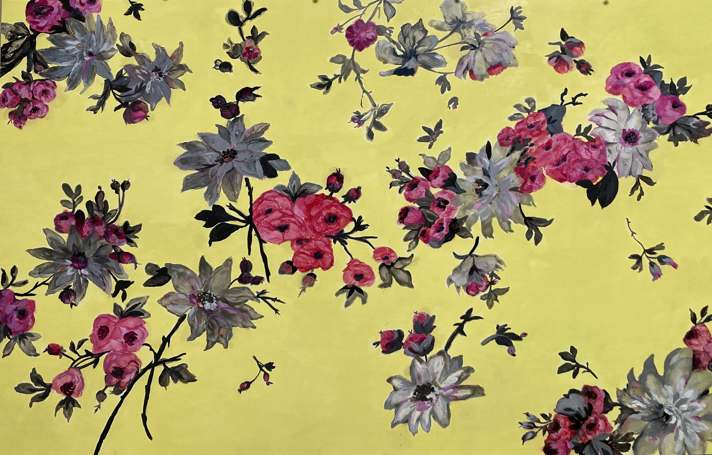 Grey and Pink Harmony, $2800 Oil on Yupo 26″ x 40” Image