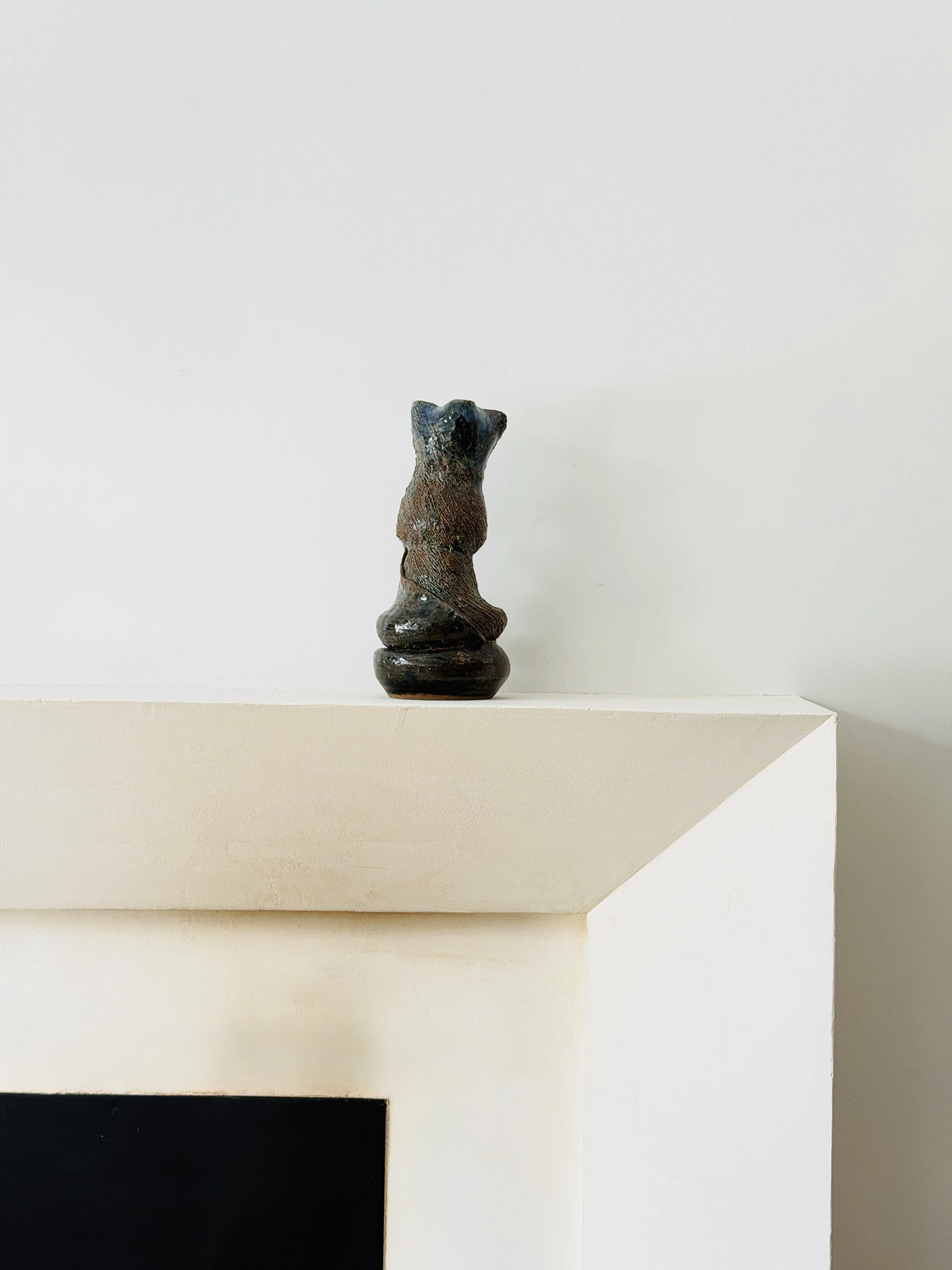 MATERI(A)NTIQUES LARGE DARK BLUE:GREEN GREY: BROWN STUDIO POTTERY TWISTED VASE(3).jpg