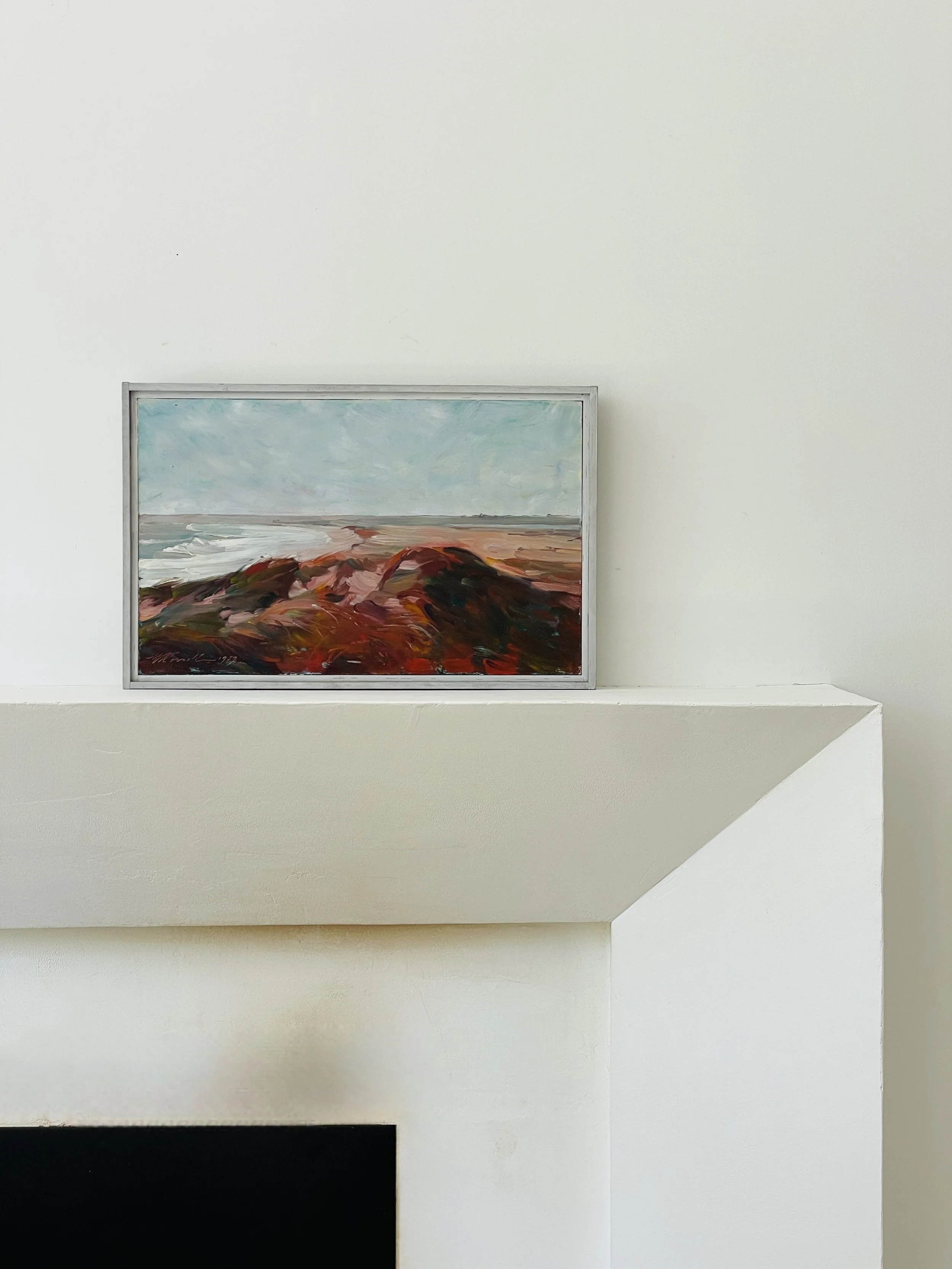 MATERI(A)NTIQUES PALE BLUE AND RUSSET DUNE : OCEAN LANDSCAPE PAINTING(2).jpg