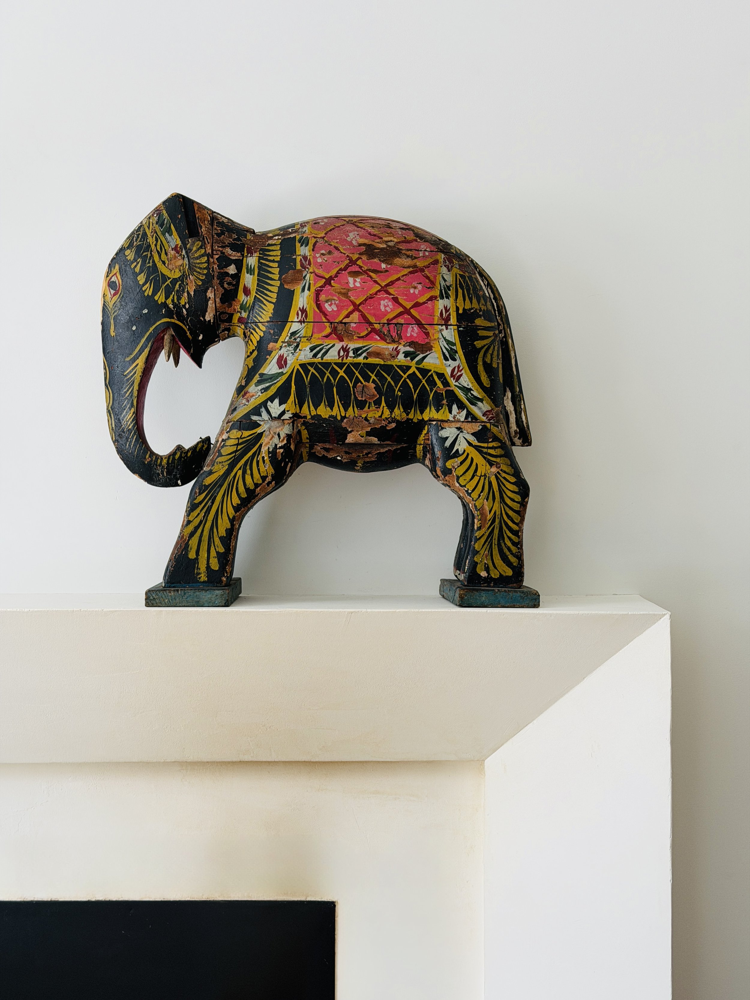 MATERI(A)NTIQUES LARGE PAINTED WOOD ELEPHANT